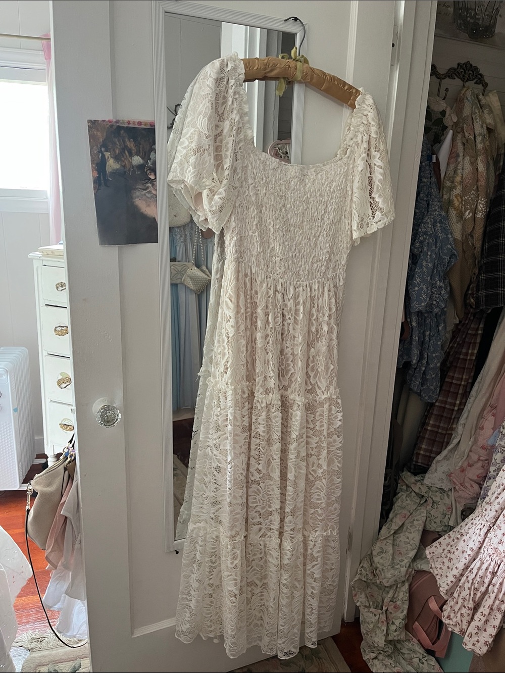 Baltic Born Cream Lace Tiered Maxi Dress